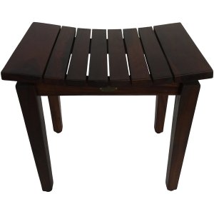 Homeroots.co 376679 Contemporary Flared Teak Shower Stool Or Bench In 