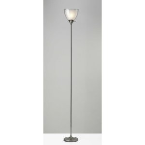 Homeroots.co 372608 Shiny Chrome Finish Metal Torchiere Floor Lamp Wit