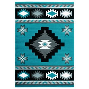 Homeroots.co 367291 22 X 32 Turquoise Olefin  Polypropylene Accent Rug