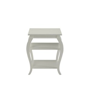 Homeroots.co 286310 White Solid Wooden 2 Shelves End Table