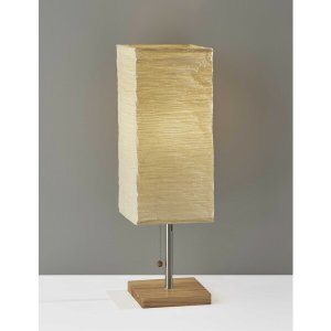 Homeroots.co 372819 Wildside Paper Shade With Natural Wood Table Lamp