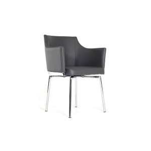 Homeroots.co 283462 32 Grey Leatherette And Steel Dining Chair