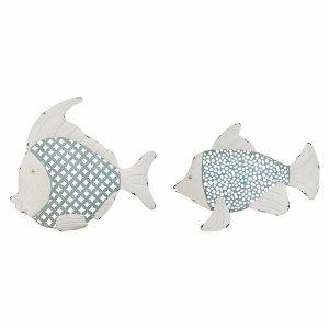 Homeroots.co 373256 Tropical Twotone Metal Fish Wall Decor