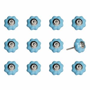 Homeroots.co 321674 1.5 X 1.5 X 1.5 Light Blue And Silver - Knobs 12-p