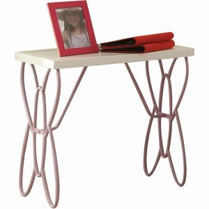 Homeroots.co 285578 Light Purple Butterfly Metal Nightstand