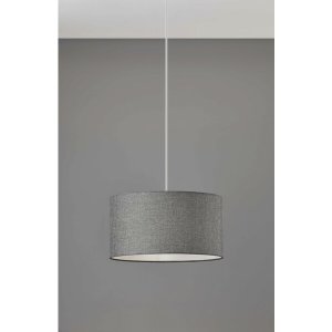 Homeroots.co 372883 Heather Grey Fabric Shade Electric Drum Pendant