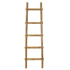 Homeroots.co 379915 5 Step Brown Decorative Ladder Shelve