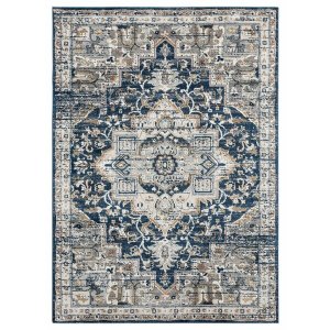 Homeroots.co 367970 23 X 36 Navy Microfiber  Polyester Accent Rug