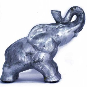 Homeroots.co 319661 13 X 7 X 12 Silver Ceramic Elephhant