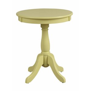 Homeroots.co 286299 Light Yellow Solid Wooden Pedestal Side Table