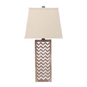 Homeroots.co 274468 6 X 6 X 27.5 Tan, Metal, Mirror - Table Lamp