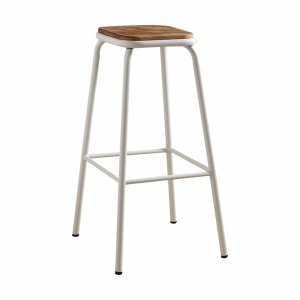 Homeroots.co 376987 Set Of 2 - 30 White And Natural Backless Stools