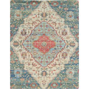 Homeroots.co 353321 2' X 4' Jute Blue Or Red Area Rug