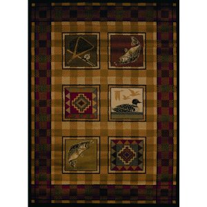 Homeroots.co 366601 22 X 26 Lodge Polypropylene Stamp Lodge Accent Rug