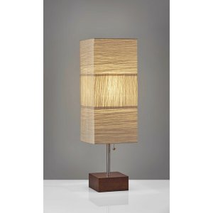 Homeroots.co 372823 Zigzag Tan Paper Shade Table Lamp With Walnut Wood