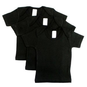 Bambini 0550BL3-6-12 Black Short Sleeve Lap Shirt (pack Of 3)