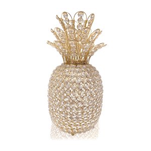 Homeroots.co 379771 15 Faux Crystal And Gold Pineapple Sculpture