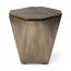 Homeroots.co 380674 Brass And Natural Wood Side Table With Hexagonal H