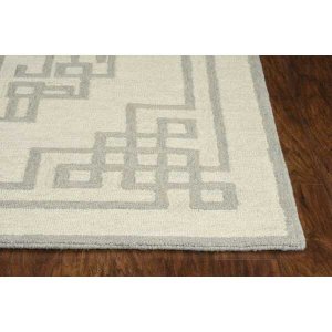 Homeroots.co 374672 2' X 4' Ivory  Grey Wool Area Rug