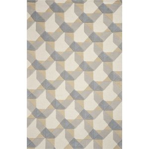 Homeroots.co 353533 2' X 4' Ivory Or Grey Polygon Pattern Wool Area Ru