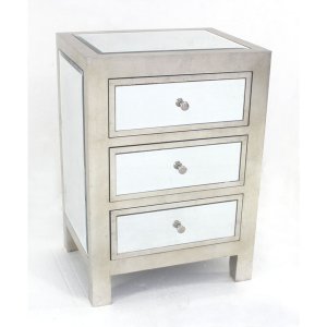 Homeroots.co 274427 16 X 20.25 X 28.5 Silver, 3 Drawer, Modern, Mirror