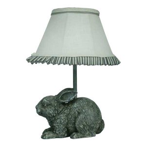 Homeroots.co 380498 Love Bunny Accent Lamp With Ruffled Shade