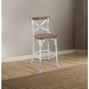 Homeroots.co 374178 Antique White Wooden Bar Chair