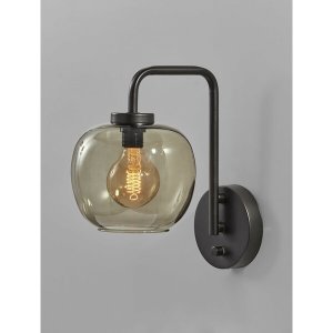 Homeroots.co 372577 Smoked Glass Globe Shade With Vintage Edison Bulb 