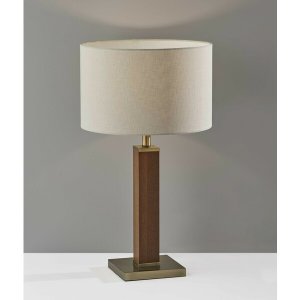 Homeroots.co 372869 Walnut Wood Finish Monument Table Lamp