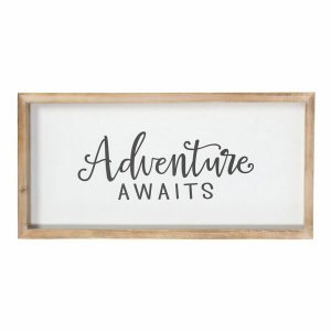 Homeroots.co 373429 Adventure Awaits Natural Wood And White Framed Wal