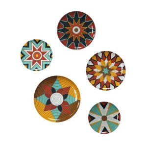 Homeroots.co 373432 S 5 Raffia Inspired Abstract Metal Plates