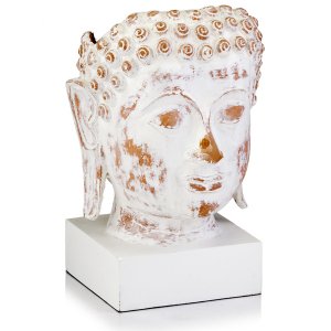 Homeroots.co 354874 8 X 9 X 14 White Ceramic Buddha Bust