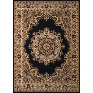 Homeroots.co 368714 3' X 3' Black Oriental Design Accent Rug