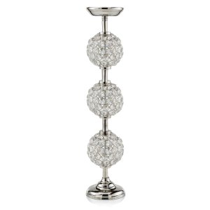 Homeroots.co 379768 19 Pilar Triple Faux Crystal Ball Candleholder