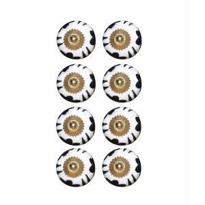 Homeroots.co 321649 1.5 X 1.5 X 1.5 Black, White And Gold - Knobs 8-pa