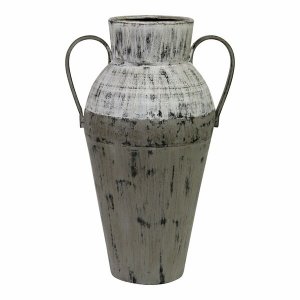 Homeroots.co 373236 Tall Aged Look Distressed Metal Vase