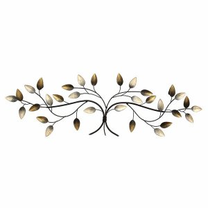 Homeroots.co 321069 Beige Over The Door Blowing Leaves Metal Wall Deco