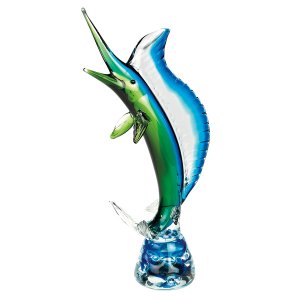 Homeroots.co 376124 26 Mouth Blown Large Sailfish Art Glass