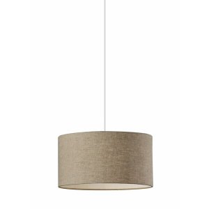 Homeroots.co 372648 Burlap Fabric Light Brown Electric Drum Pendant La