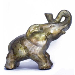 Homeroots.co 319660 13 X 7 X 12 Gold Ceramic Elephhant