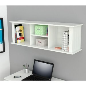 Homeroots.co 249824 White Finish Wood Wall Mounted Shelving Hutch