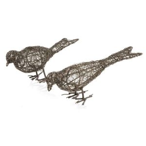 Homeroots.co 354801 Set Of 2 Bronze Finish Wire Birds Sculpture