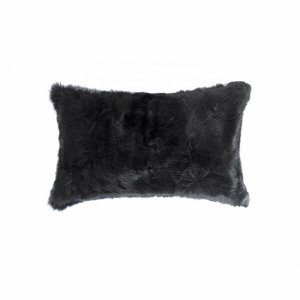 Homeroots.co 358161 5 X 12 X 20 100% Natural Rabbit Fur Black Pillow