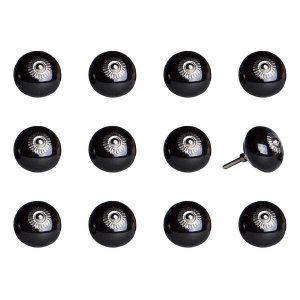 Homeroots.co 358122 1.5 X 1.5 X 1.5 Ceramicmetal Black 12 Pack Knob