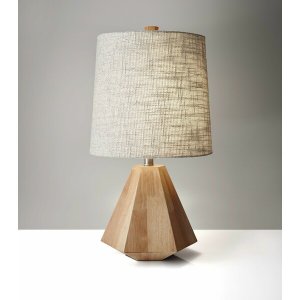 Homeroots.co 372470 Natural Wood Finish Geometric Base Table Lamp