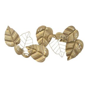 Homeroots.co 373380 Gold Metal Leaf Centerpiece Wall Decor