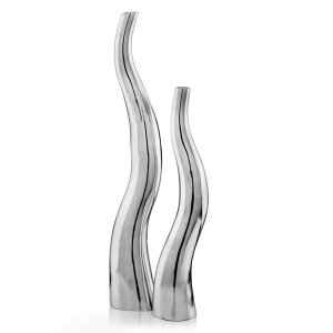 Homeroots.co 354815 2 Piece  Buffed Curve Tall Wiggly Vase Set