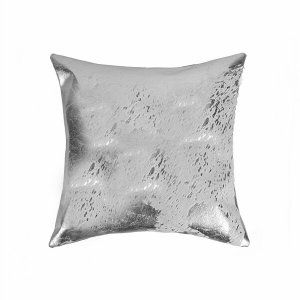 Homeroots.co 317009 18 X 18 X 5 Gray And Silver Cowhide - Pillow