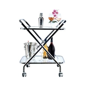 Homeroots.co 364168 16.5 X 26.25 X 30.5 Chrome, X-shape - Bar Cart