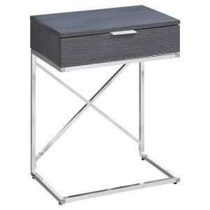 Homeroots.co 333223 12.75 X 18.25 X 23.5 Grey Finish Metal Accent Tabl